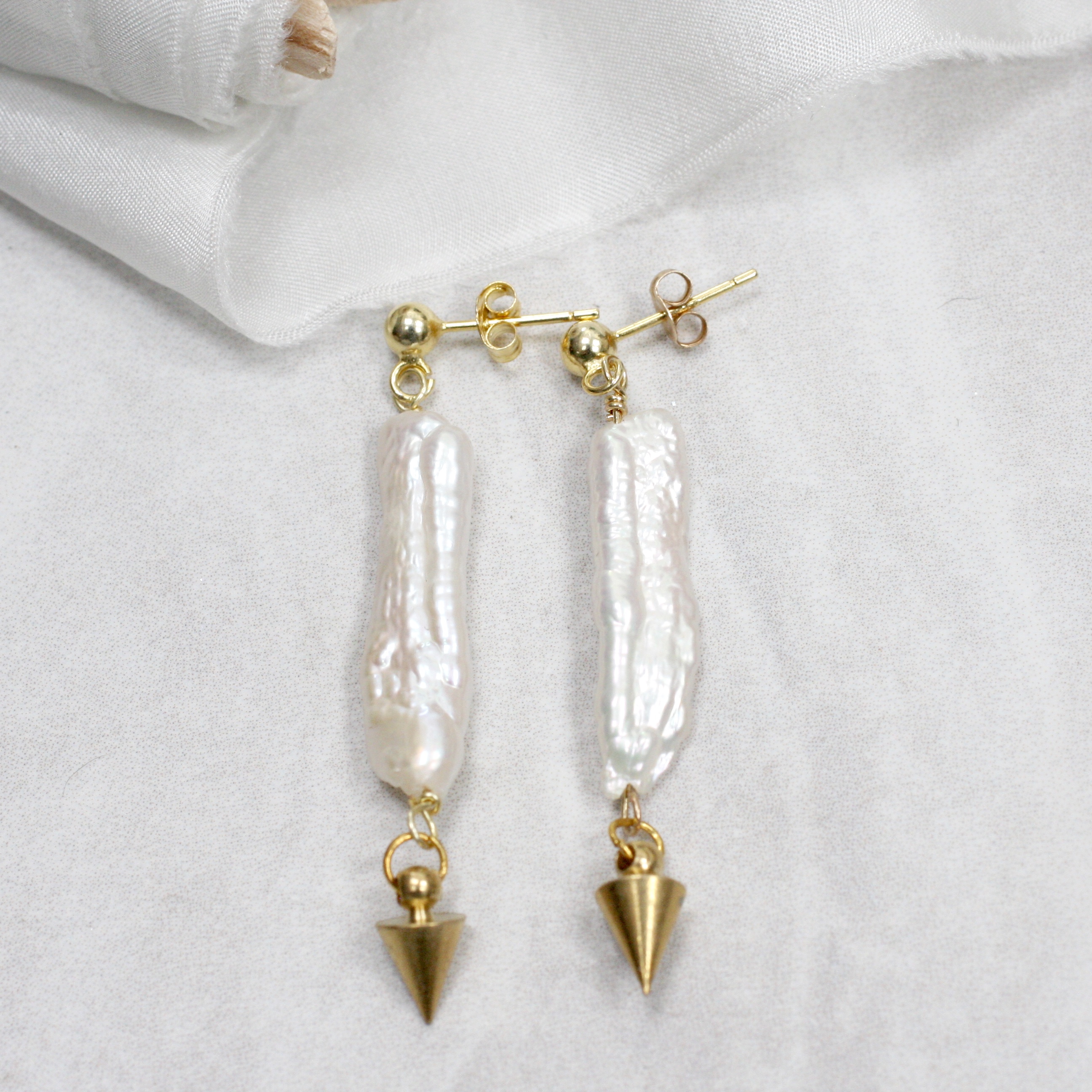Keshi Pearl Spike Earrings