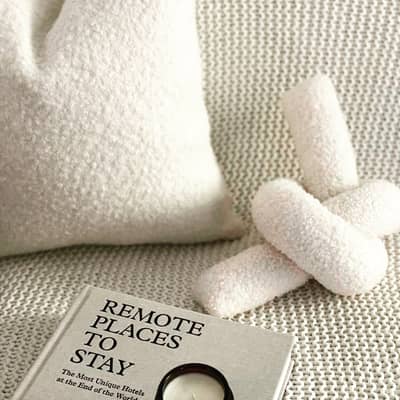 Boucle cushion styled with a boucle knot