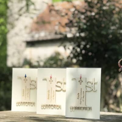 Personalised First Holy Communion Wooden Keepsake Cards