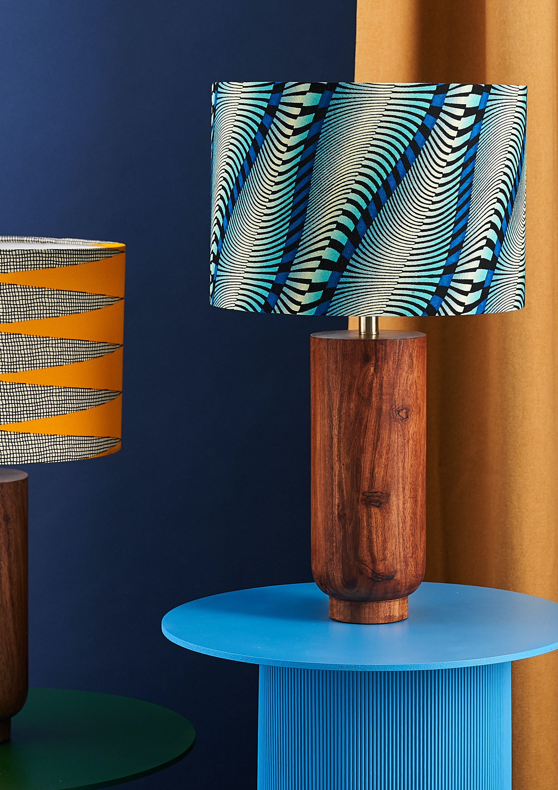 Bespoke binny wany blue african print lampshade