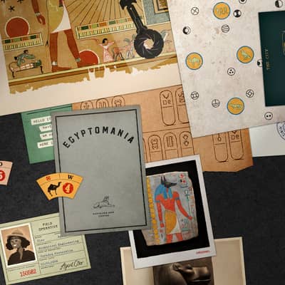 Some of the game components from the Egyptian Enigma