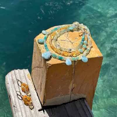 Happiness is ... a glass of rosé and a Clarke Palmer Bracelet Stack.