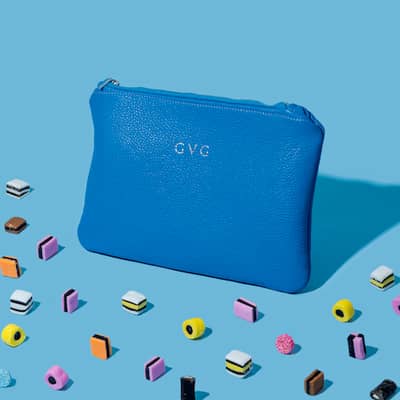 Leather Clutch - Bright Blue