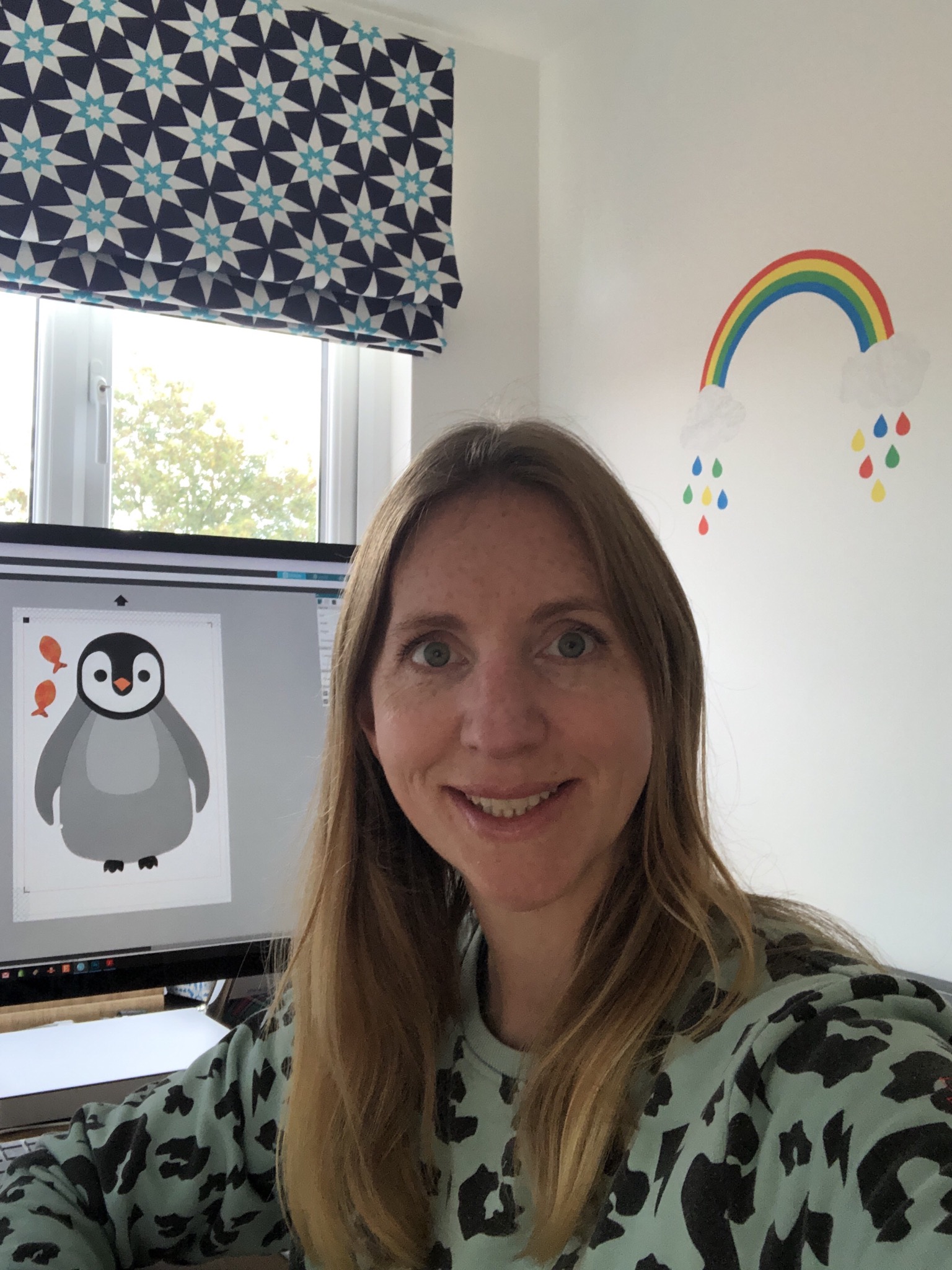 Putting finishing touches on artwork