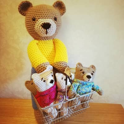 Ernest the Crochet bear with basket