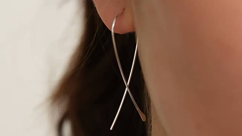 wishbone silver hoop earrings