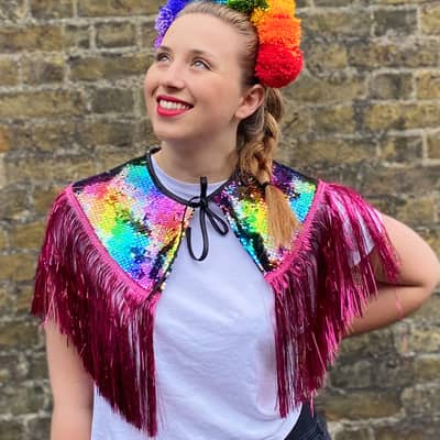 Handmade Rainbow Sequin Shoulder Cape