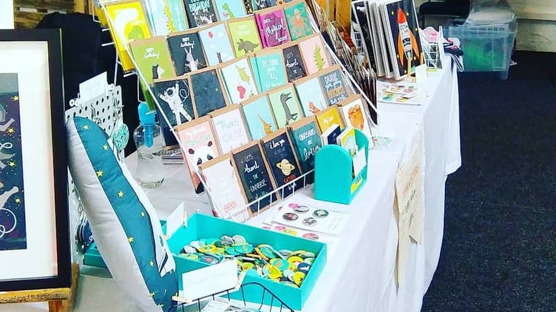 Hannah Stevens Illustration craft market stall