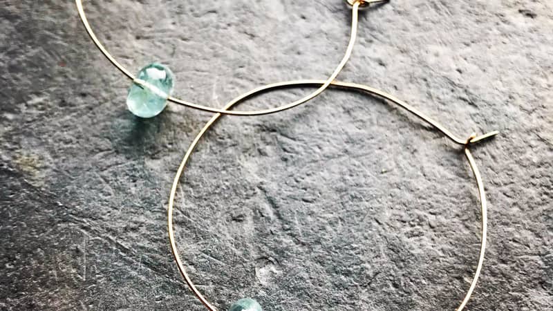 Aquamarine Hoop Earrings by BLJ Jewellery