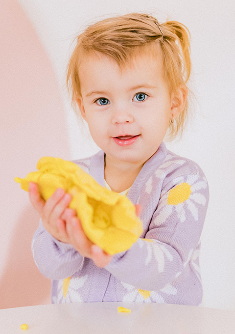 Little hand stamping natural play dough