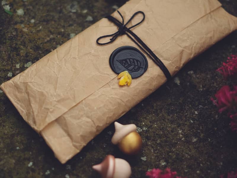 Our packaging is 100% recyclable, finished off with a wax seal which has a piece of hand picked gorse blossom in it