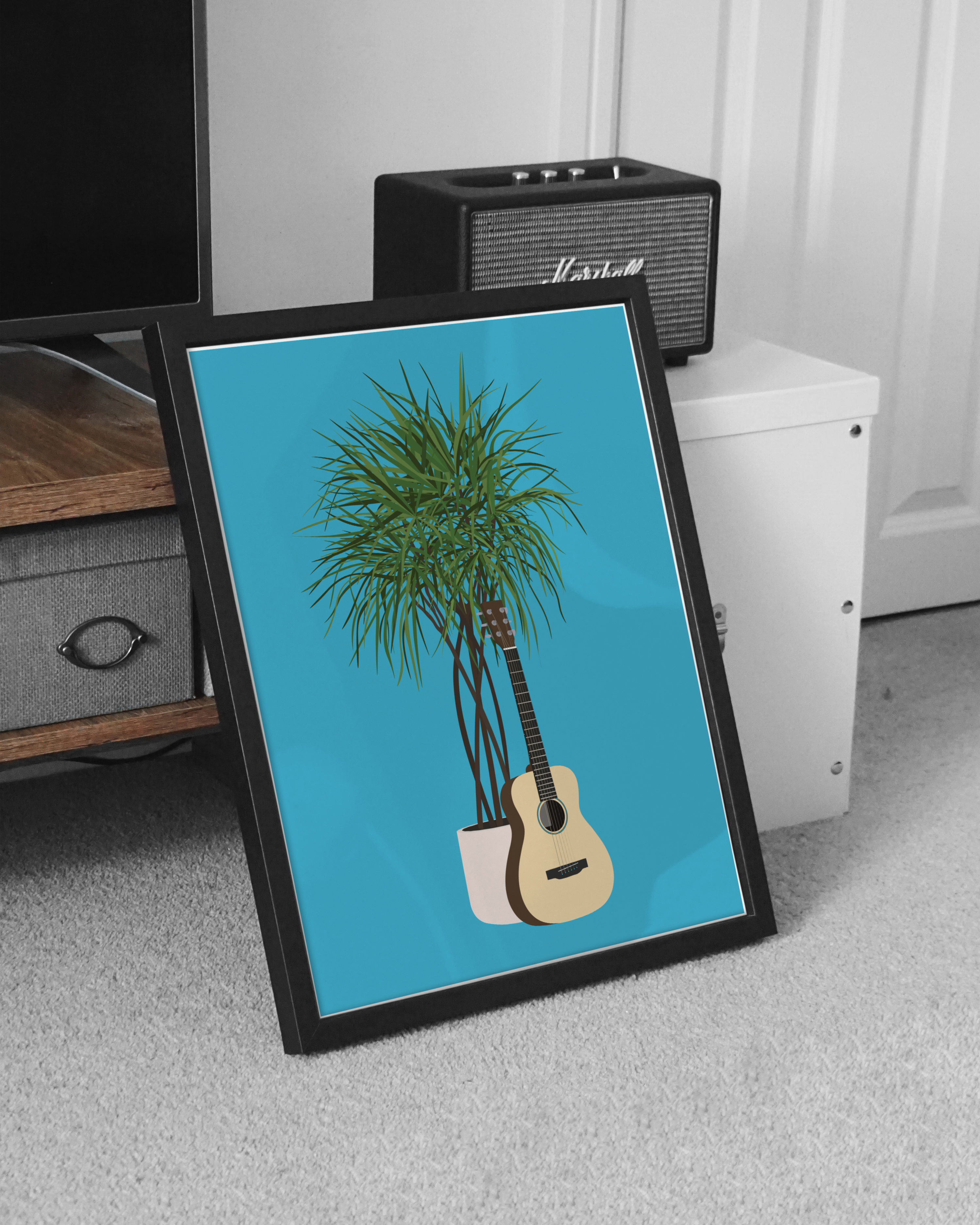 Acoustic guitar print.