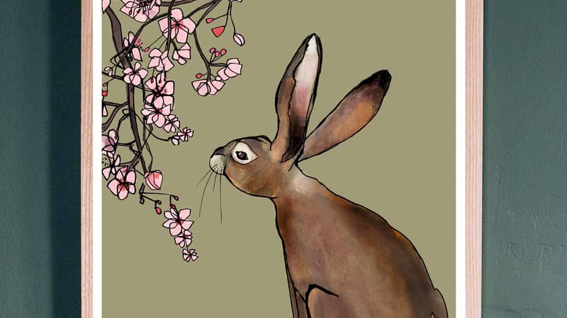 Personalised Spring Hare Print by Katie Cardew