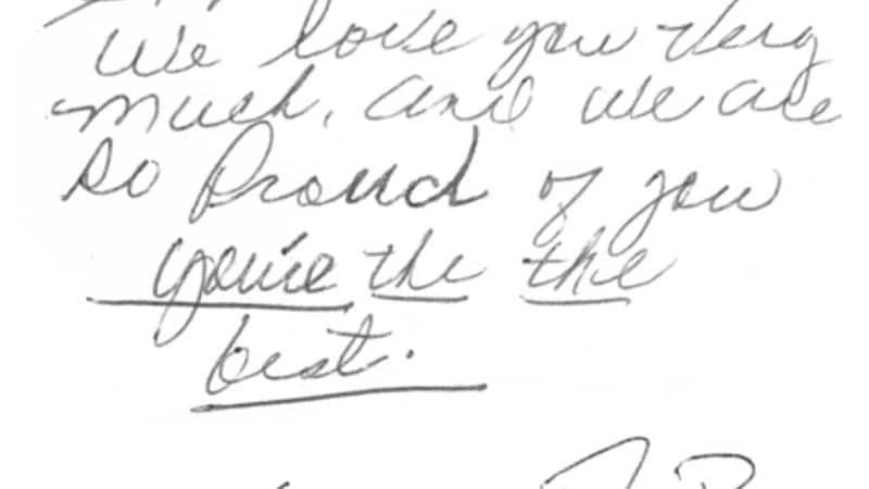 Photo of a handwritten message written in pen