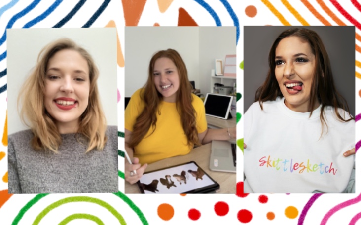 3 pictures of me, Molly who runs Skittlesketch Pet Portrait Business