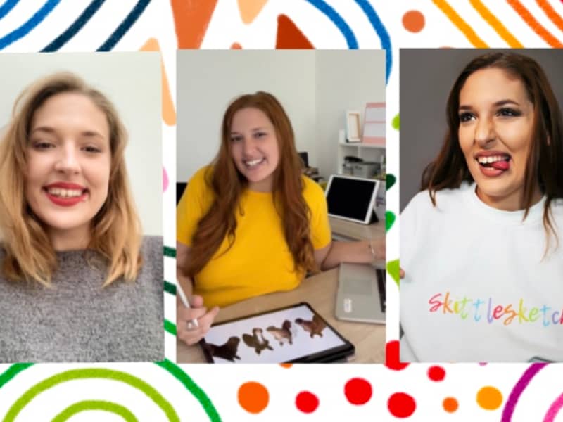 3 pictures of me, Molly who runs Skittlesketch Pet Portrait Business