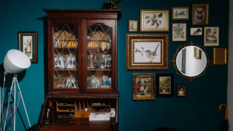 Becci Maryannes studio, where she tattoos and paints her pieces.