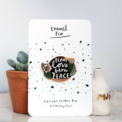 Rose gold enamel plant pin