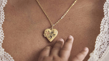 Heart necklace with floral enamel detail