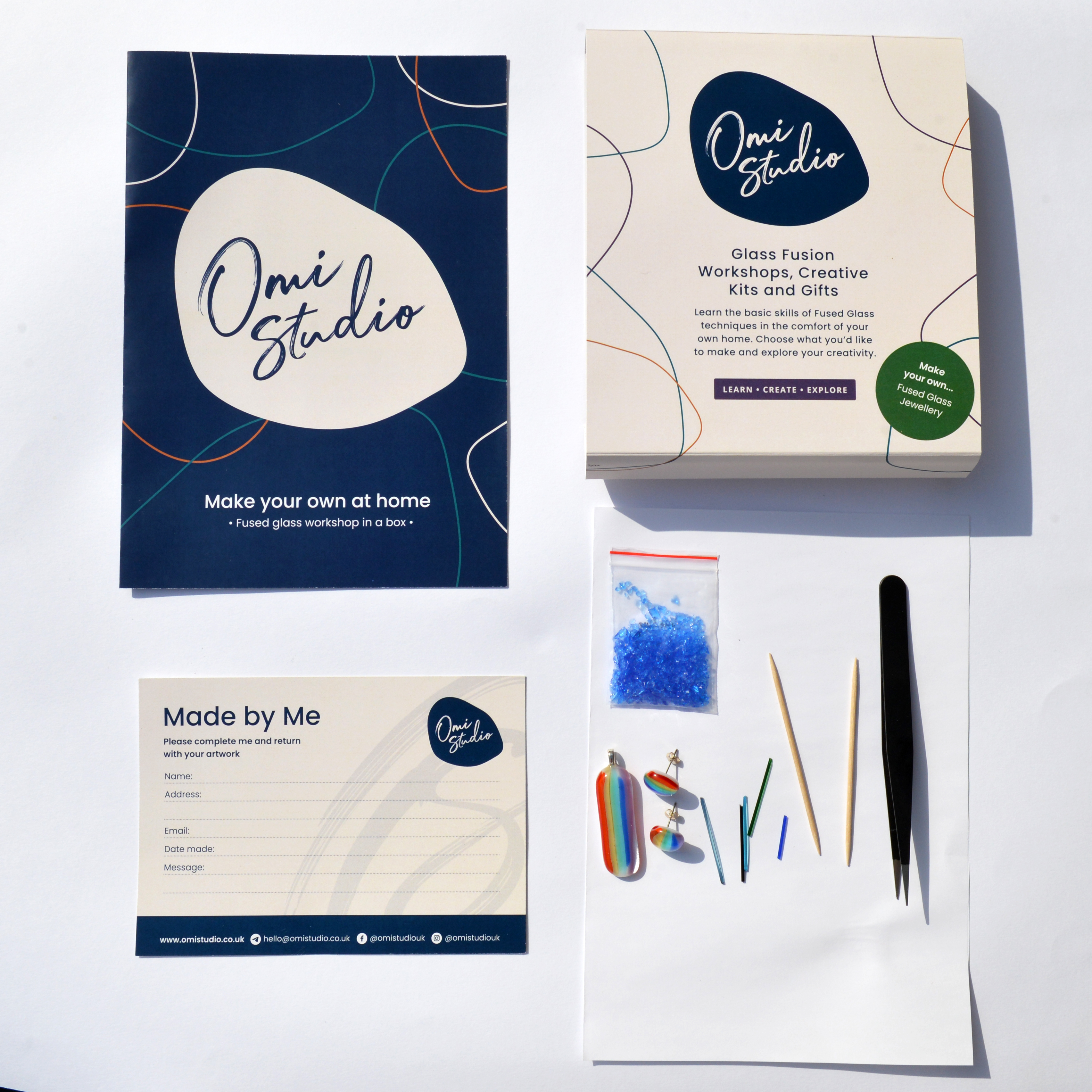 Omi Studio workshop glass kits - posted to your door, complete in your own time and return for firing 