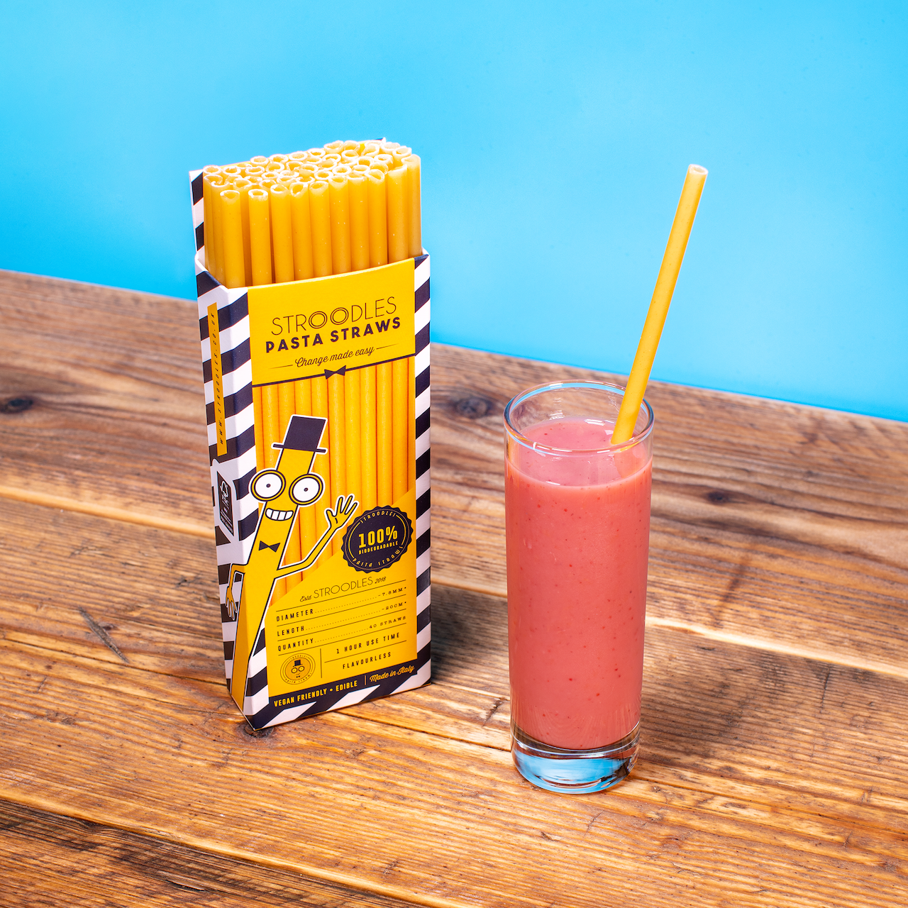stroodles pasta straws in action