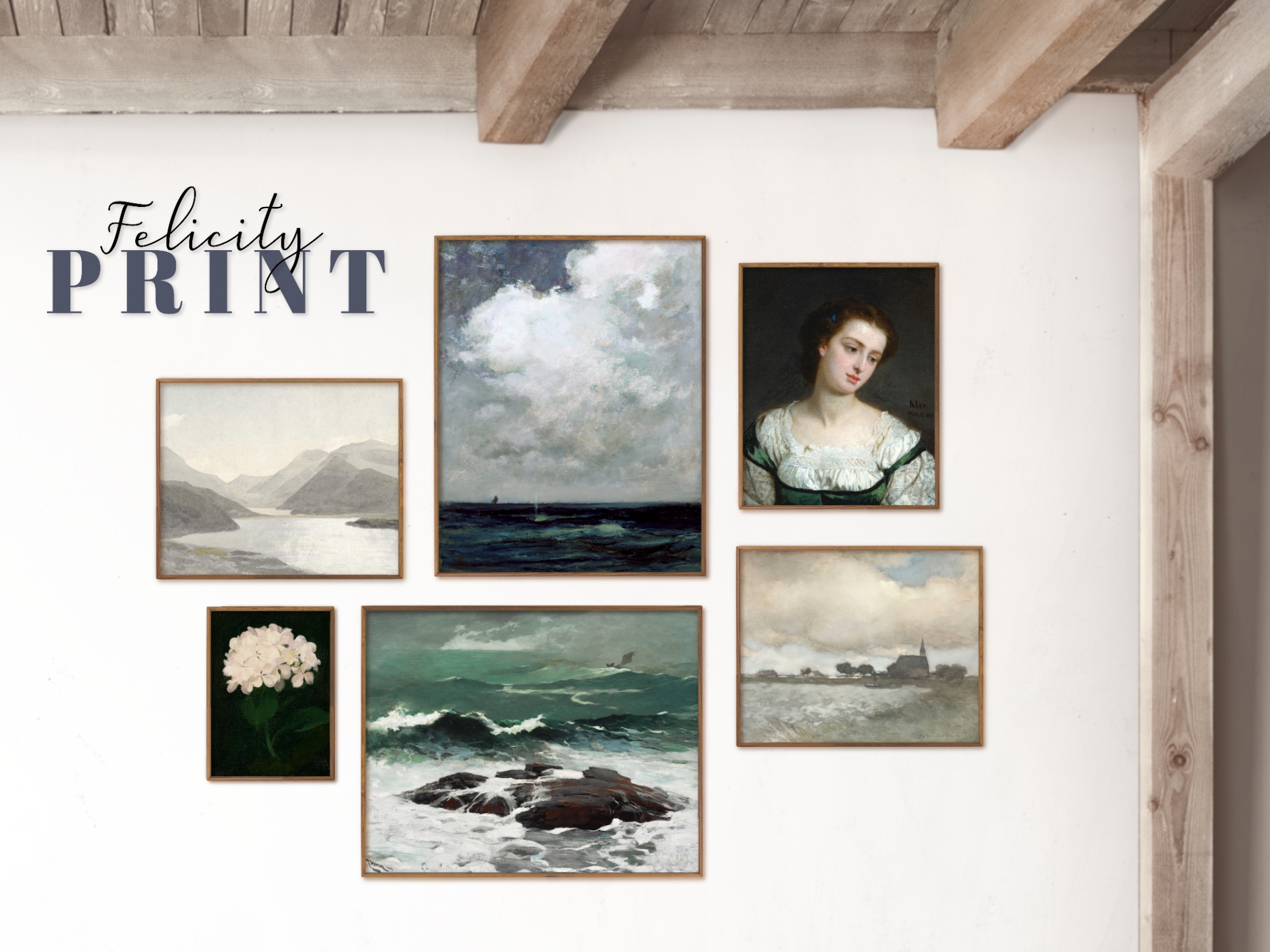 Vintage art gallery wall