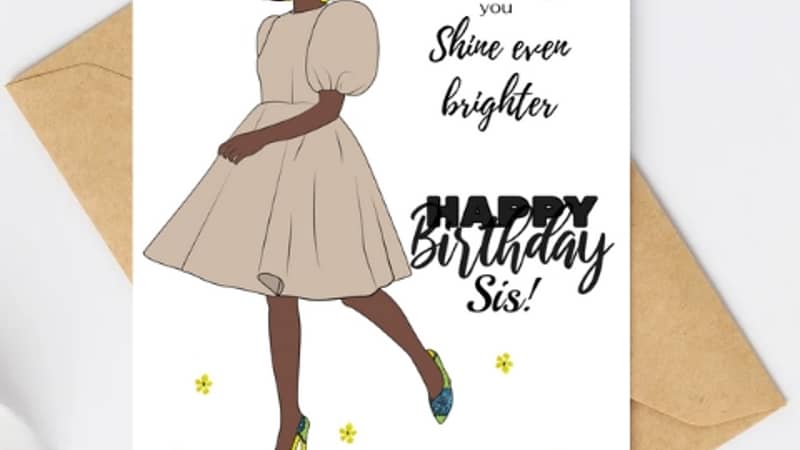 Afrocentic black woman sister birthday card