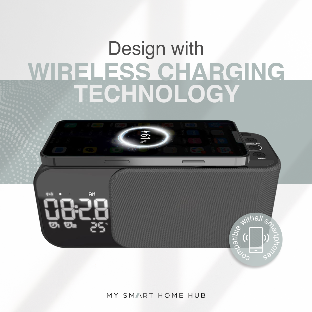 Wireless Charging Bluetooth Speaker With Alarm Clock