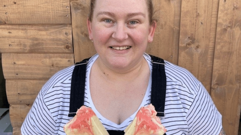 image of christine holding soap bars