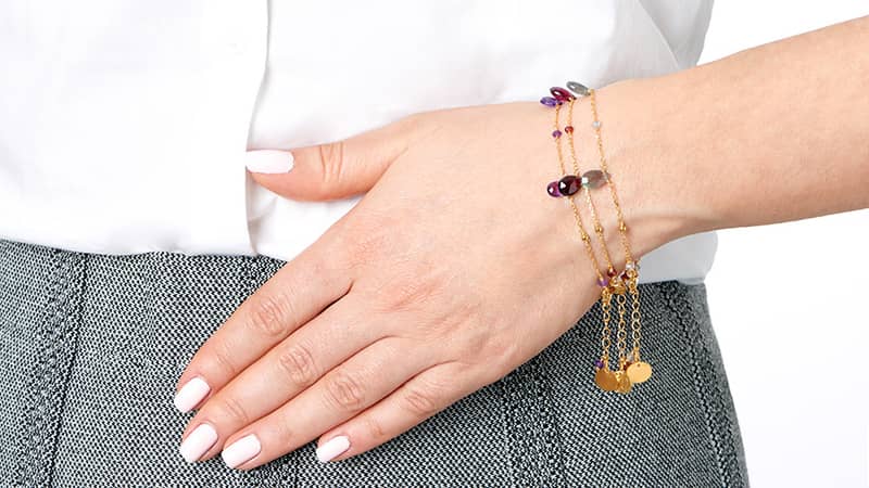 Gemset gold Vermeil bracelets with engraving tags