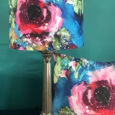 Rose Lampshade and matching velvet cushion