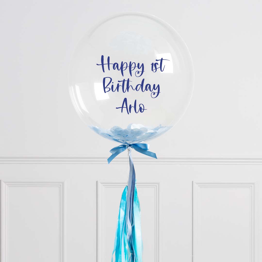 Baby Blue Tassel Rose Gold tassel Bubble Balloons