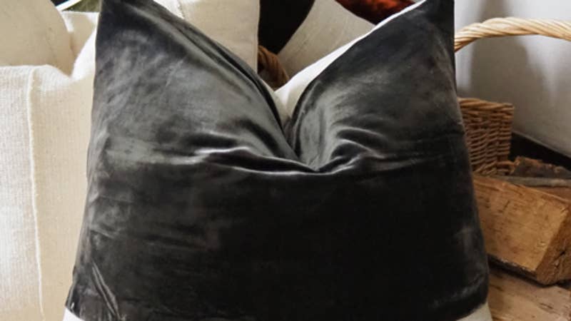 Charcoal Silk Velvet Cushion