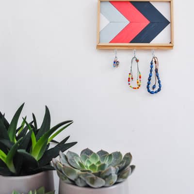 Wood mosaic key/jewellery holder