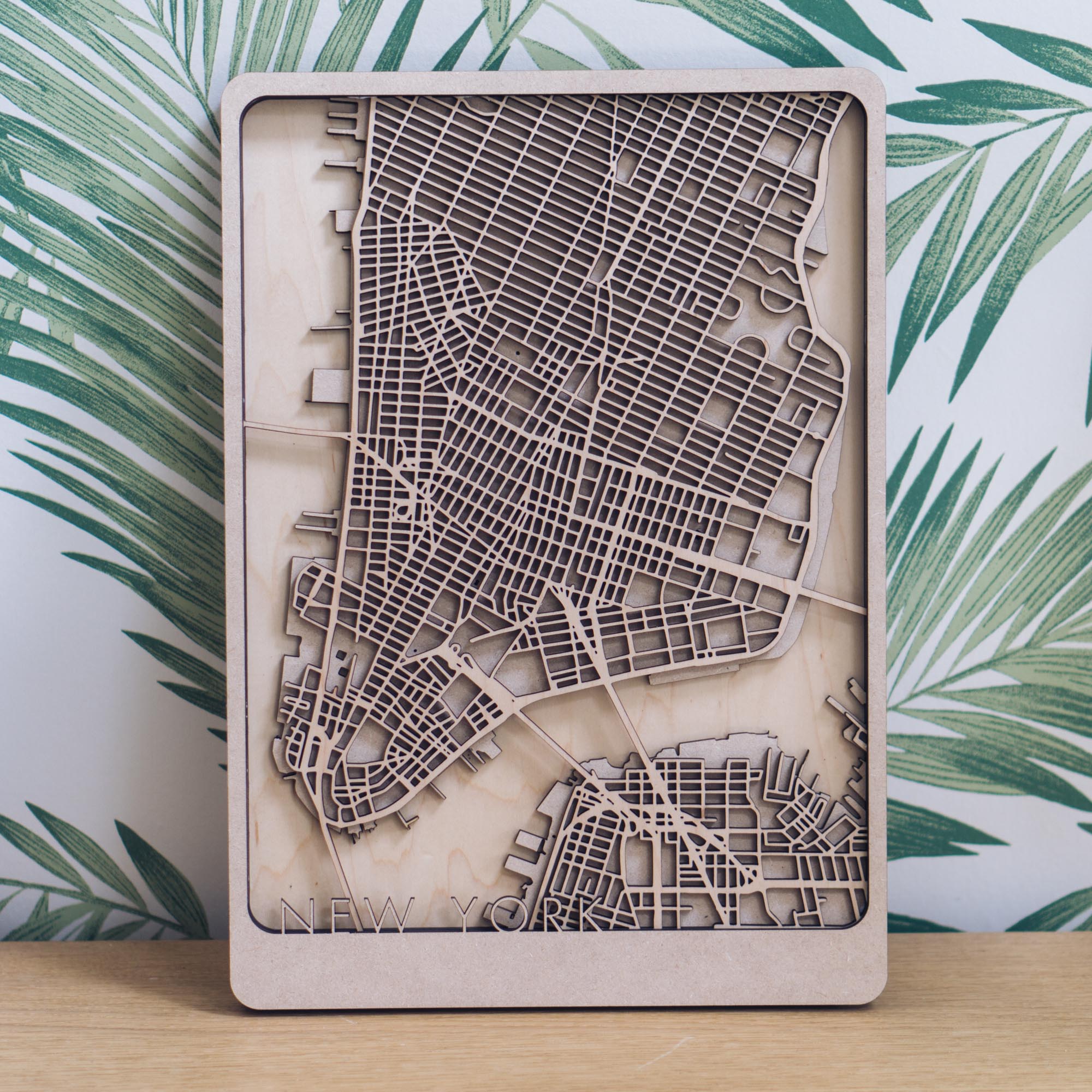 New York Multi Layer Wood Map