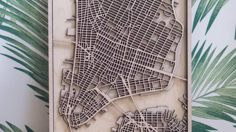 New York Multi Layer Wood Map