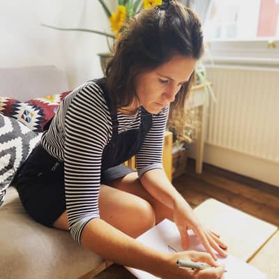 Me, drawing where ever there's a flat surface.