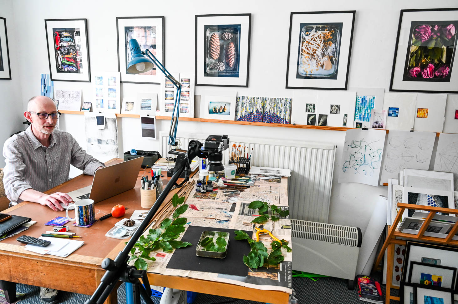 working in the Little Blue Owl studio