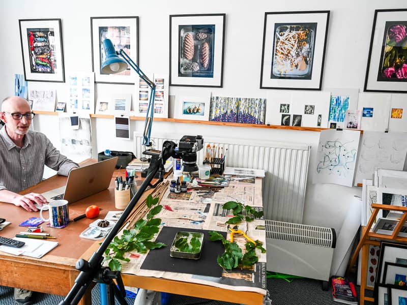 working in the Little Blue Owl studio