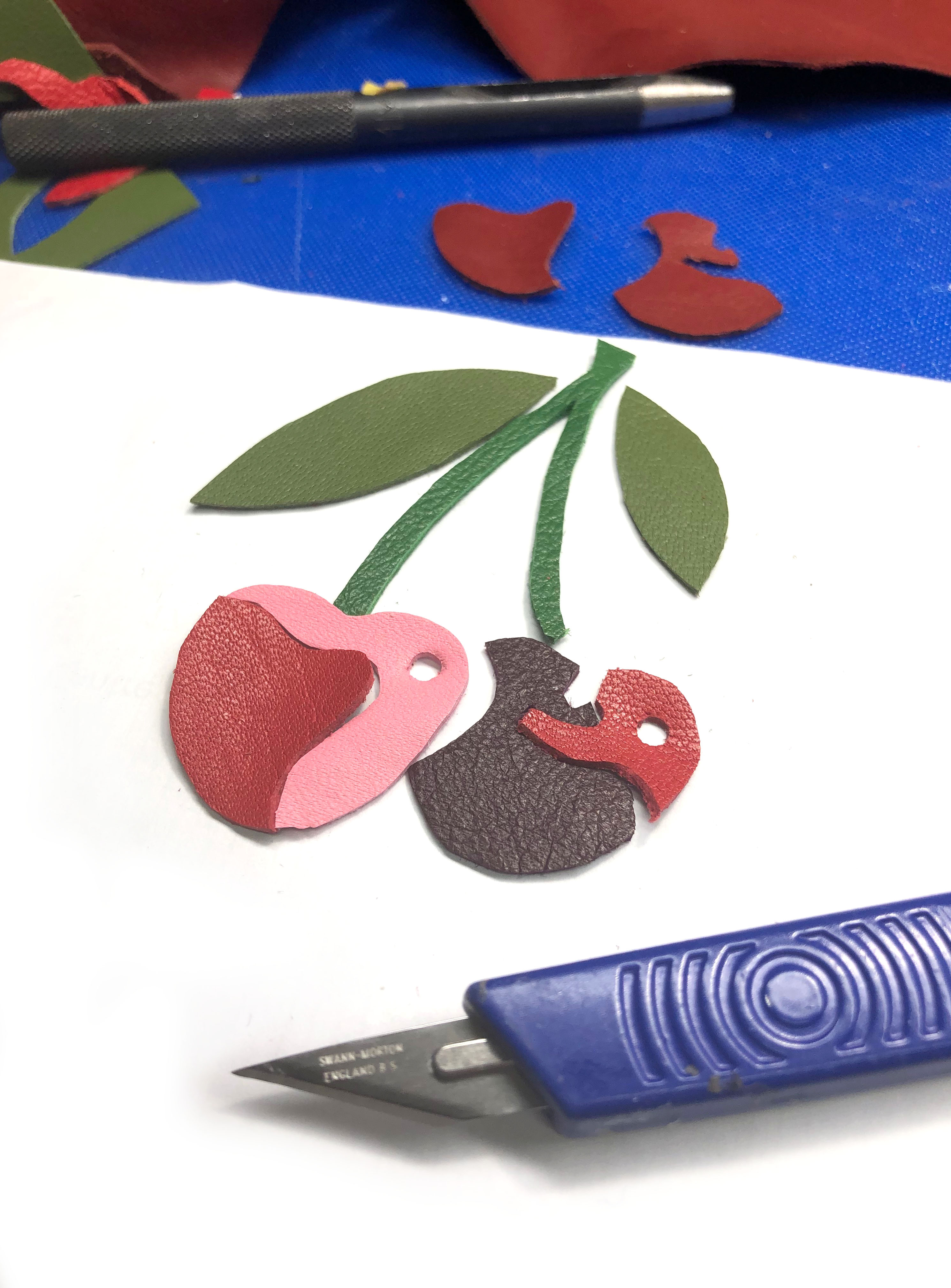 Hand cutting leather