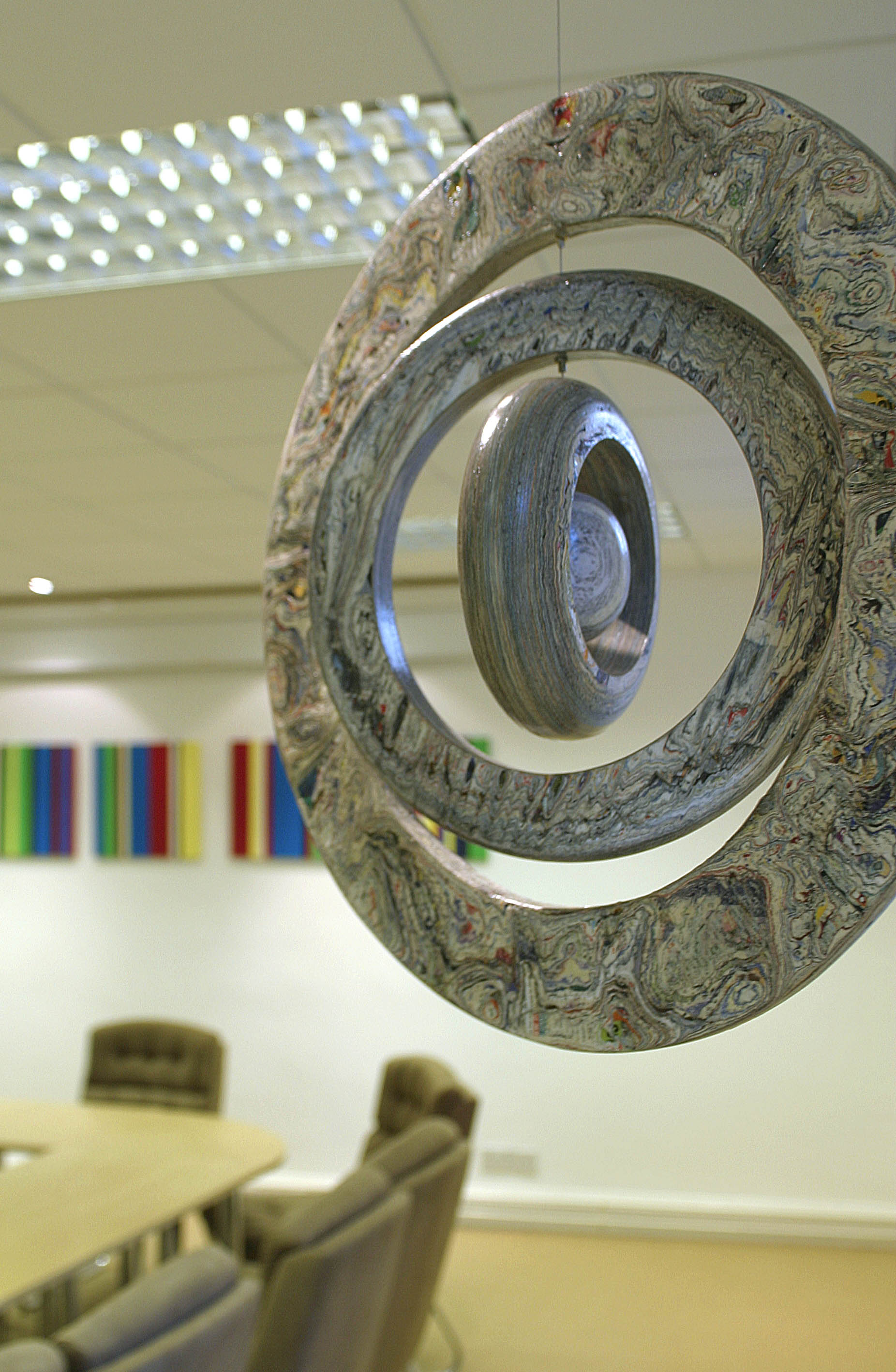 Installations. Boardroom. Corporate Art. Hannah Lobley. Paperwork.Recycled office paper.