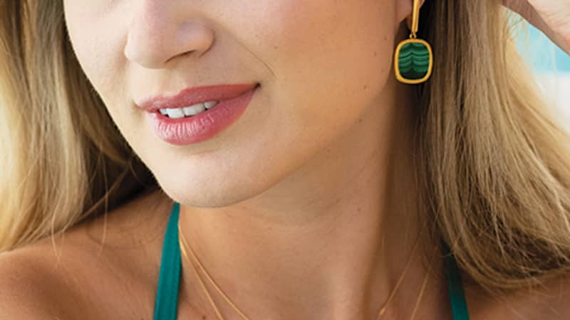 Sarah Alexander Ggreen and Gold Jewellery