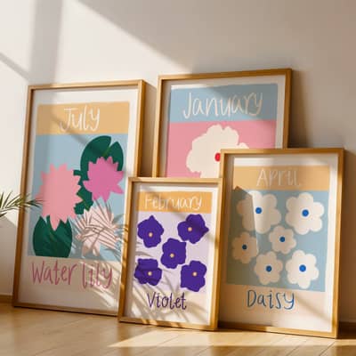 Collection of birth flower art prints