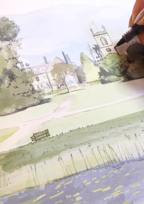 Personalised wedding venue portrait