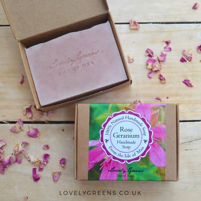 Lovely Greens natural soap is made by hand in small batches