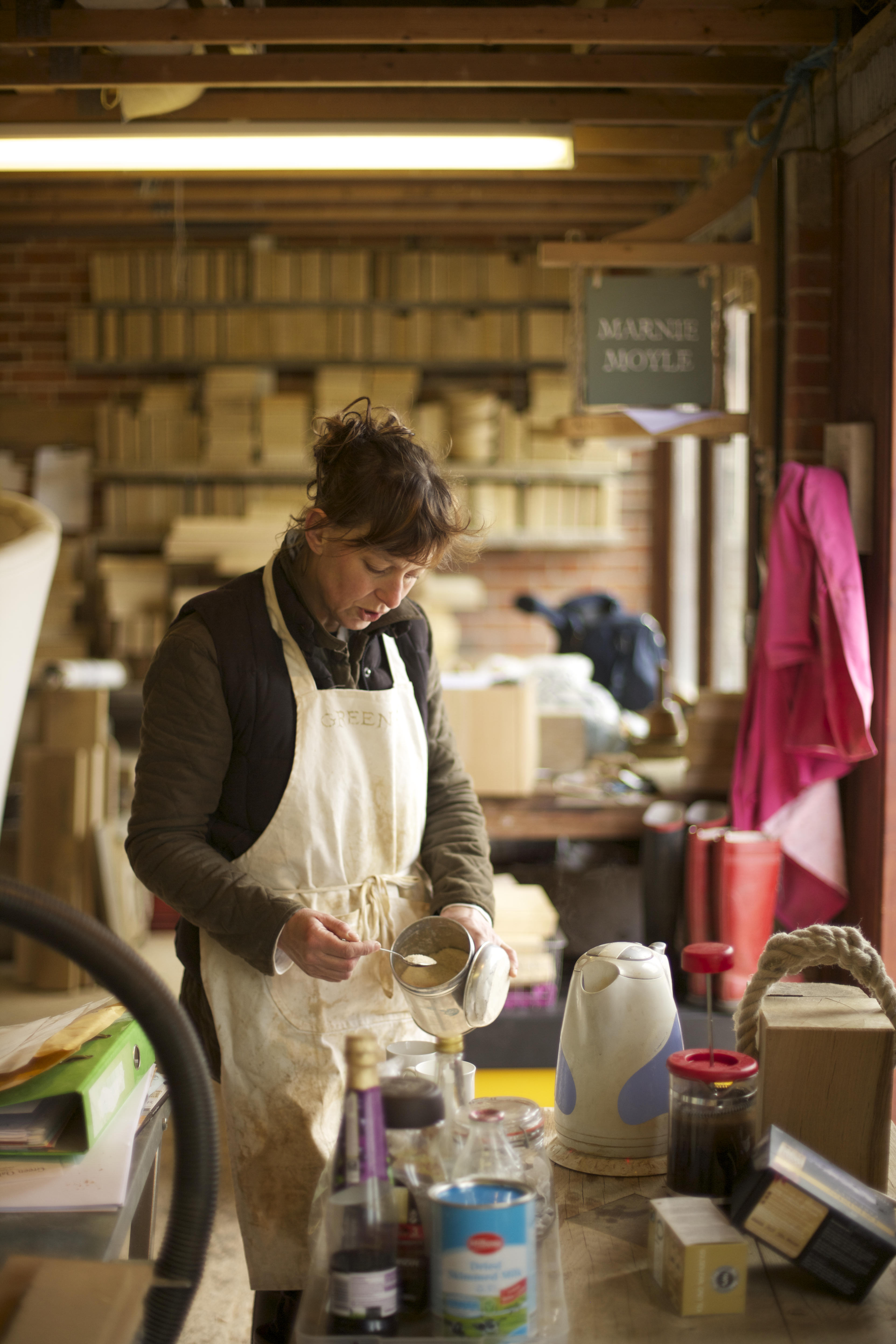 Marnie in the workshop