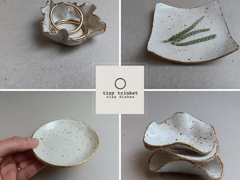 Small clay leaf shaped dish with real leaf inside. Clay dish.