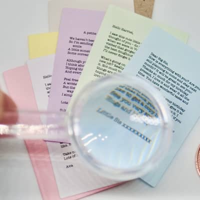 Mini letter with magnifying glass