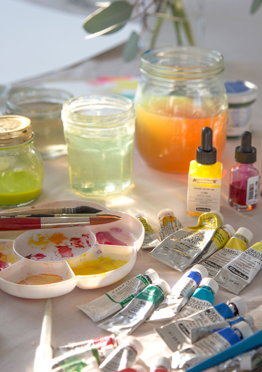 Watercolour florals are painted by hand in the studio  