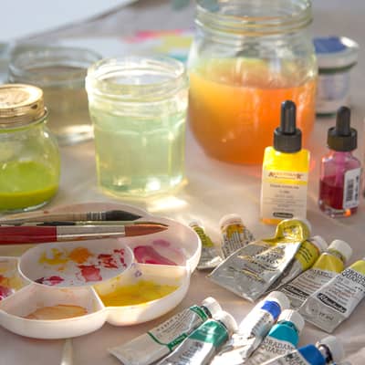 Watercolour florals are painted by hand in the studio